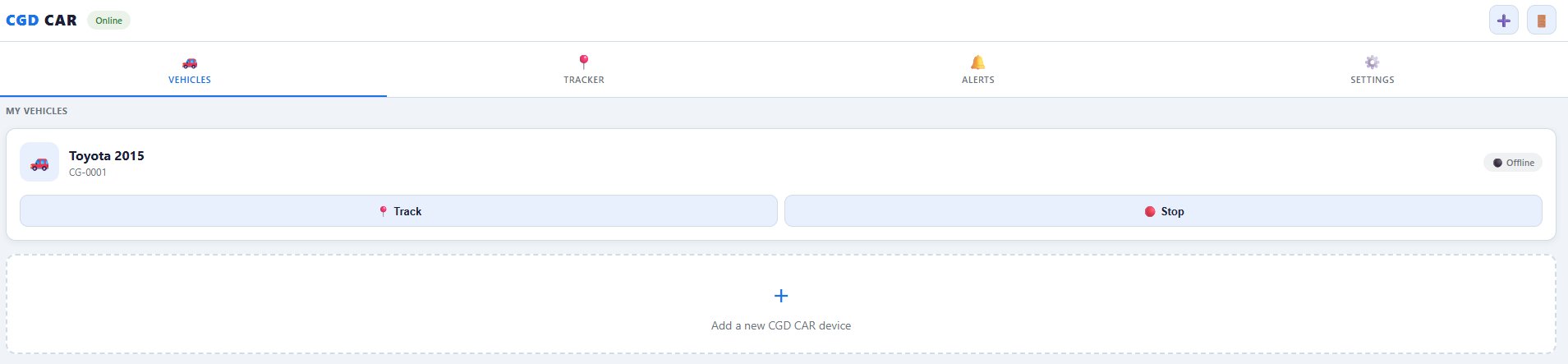 CGD CAR Vehicles Screen